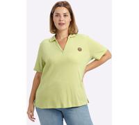 Poloshirt SHEEGO "Poloshirt", Damen, Gr. 52/54, pistazie, 100% Baumwolle, unifarben, V-Ausschnitt, Shirts (34182805-52) pistazie