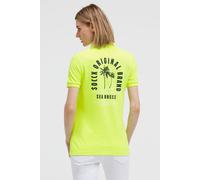 SOCCX Damen Poloshirt aus Pikee mit Backprint, feminin tailliertes Kurzarm Polohemd - 95% Baumwolle, 5% Elasthan