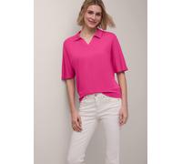 Poloshirt STREET ONE, Damen, Gr. 34, magenta dream, Web, 50% Baumwolle, 50% Modal, unifarben, comfort fit normal, hoch geschlossener Ausschnitt, normaler Saum, Shirts, im soften Baumwoll-Mix (92983507
