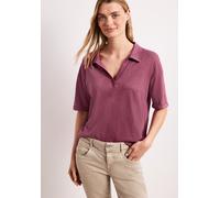 Poloshirt STREET ONE, Damen, Gr. 36, schwarz clouded blush, Web, 50% Modal, 50% Baumwolle, unifarben, comfort fit normal, hoch geschlossener Ausschnitt, normaler Saum, Shirts, im soften Baumwoll-Mix (