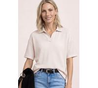 Poloshirt STREET ONE, Damen, Gr. 38, clay sand, Stoff, 100% Polyester, Strukturmuster, comfort fit normal, hoch geschlossener Ausschnitt, normaler Saum, Shirts, in Unifarbe (53179029-38) clay sand
