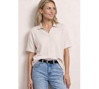 Poloshirt STREET ONE, Damen, Gr. 38, clay sand, Stoff, 100% Polyester, Strukturmuster, comfort fit normal, hoch geschlossener Ausschnitt, normaler Saum, Shirts, in Unifarbe (53179029-38) clay sand