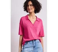 Poloshirt STREET ONE, Damen, Gr. 38, magenta dream, Web, 50% Modal, 50% Baumwolle, unifarben, comfort fit normal, hoch geschlossener Ausschnitt, normaler Saum, Shirts, im soften Baumwoll-Mix (73025465