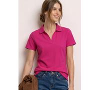 Poloshirt STREET ONE, Damen, Gr. 38, pink (magenta dream), Web, 97% Baumwolle, 3% Elasthan, unifarben, comfort fit normal, hoch geschlossener Ausschnitt, normaler Saum, Shirts, mit geschlitztem Rundha