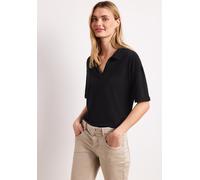 Poloshirt STREET ONE, Damen, Gr. 38, schwarz, Web, 50% Modal, 50% Baumwolle, unifarben, comfort fit normal, hoch geschlossener Ausschnitt, normaler Saum, Shirts, im soften Baumwoll-Mix (73394056-38) s