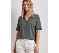 Poloshirt STREET ONE, Damen, Gr. 40, bound grün, Stoff, 50% Modal, 50% Baumwolle, unifarben, comfort fit normal, hoch geschlossener Ausschnitt, normaler Saum, Shirts, im soften Baumwoll-Mix (63660527-