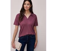 Poloshirt STREET ONE, Damen, Gr. 40, schwarz clouded blush, Jersey, Obermaterial: 50% Viskose, 47% Polyester, 3% Elasthan, unifarben, regular fit normal, ohne Ausschnitt, Shirts, mit Stretchanteil (12