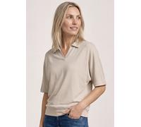 Poloshirt STREET ONE, Damen, Gr. 42, clay sand, Web, 50% Baumwolle, 50% Modal, unifarben, comfort fit normal, hoch geschlossener Ausschnitt, normaler Saum, Shirts, im soften Baumwoll-Mix (10125553-42)