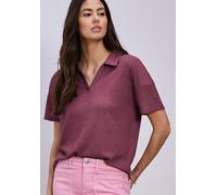 Poloshirt STREET ONE, Damen, Gr. 42, schwarz clouded blush, Jersey, Obermaterial: 50% Viskose, 47% Polyester, 3% Elasthan, unifarben, regular fit normal, ohne Ausschnitt, Shirts, mit Stretchanteil (12
