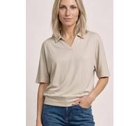 Poloshirt STREET ONE, Damen, Gr. 44, clay sand, Web, 50% Baumwolle, 50% Modal, unifarben, comfort fit normal, hoch geschlossener Ausschnitt, normaler Saum, Shirts, im soften Baumwoll-Mix (10125553-44)