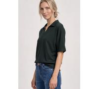 Poloshirt STREET ONE, Damen, Gr. 44, deep bound grün, Web, 50% Baumwolle, 50% Modal, unifarben, comfort fit normal, hoch geschlossener Ausschnitt, normaler Saum, Shirts, im soften Baumwoll-Mix (271647