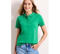 Poloshirt STREET ONE, Damen, Gr. 46, ever grün, Web, 97% Baumwolle, 3% Elasthan, unifarben, normal normal, hoch geschlossener Ausschnitt, abgesteppt, Shirts, aus Baumwolle mit Stretchante (90624143-46