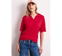 Poloshirt STREET ONE, Damen, Gr. 46, salsa rot, Web, 50% Baumwolle, 50% Modal, unifarben, comfort fit normal, hoch geschlossener Ausschnitt, normaler Saum, Shirts, im soften Baumwoll-Mix (74605952-46)