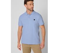 Poloshirt STREET ONE MEN, Herren, Gr. L (42), blau (beach blau), Web, 95% Baumwolle, 5% Elasthan, unifarben, comfort fit normal, hoch geschlossener Ausschnitt, normaler Saum, Shirts, aus Baumwolle mit