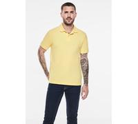 Poloshirt STREET ONE MEN, Herren, Gr. L (42), gelb (sunglow gelb), Web, 100% Baumwolle, unifarben, gerade hüftlang, V-Ausschnitt, Bündchen, Shirts, aus reiner Baumwolle (36738033-L) sunglow gelb