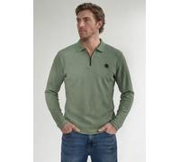 Poloshirt STREET ONE MEN, Herren, Gr. L (42), grün (willow grün), Web, 95% Baumwolle, 5% Elasthan, unifarben, comfort fit normal, hoch geschlossener Ausschnitt, Bündchen, Shirts, aus Baumwolle mit Str