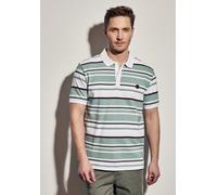 Poloshirt STREET ONE MEN, Herren, Gr. L (42), weiß (hellweiß), Web, 100% Baumwolle, gestreift, gerade normal, hoch geschlossener Ausschnitt, Bündchen, Shirts, aus reiner Baumwolle (70208109-L) hellwei