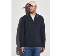 Poloshirt STREET ONE MEN, Herren, Gr. M (40), blau (night blau), Web, 60% Baumwolle, 40% Polyester, unifarben, normal normal, hoch geschlossener Ausschnitt, abgesteppt, Shirts, im soften Baumwoll-Mix 