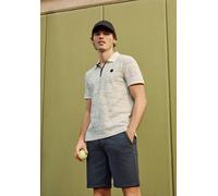 Poloshirt STREET ONE MEN, Herren, Gr. M (40), hellweiß, Web, 90% Baumwolle, 6% Polyester, 4% Elasthan, gestreift, normal normal, hoch geschlossener Ausschnitt, abgesteppt, Shirts, im soften Baumwoll-M