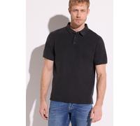 Poloshirt STREET ONE MEN, Herren, Gr. M (40), schwarz (schwarz ink blau), Web, 95% Baumwolle, 5% Elasthan, unifarben, comfort fit normal, hoch geschlossener Ausschnitt, normaler Saum, Shirts, mit grob