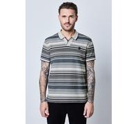 Poloshirt STREET ONE MEN, Herren, Gr. XL (44), blau (schwarz ink blau), Web, 50% Baumwolle, 48% Polyester, 2% Elasthan, gestreift, comfort fit normal, hoch geschlossener Ausschnitt, Bündchen, Shirts,