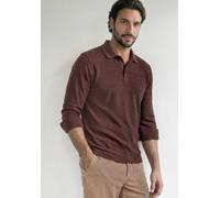 Poloshirt STREET ONE MEN, Herren, Gr. XL (44), braun (maroon braun), Web, 95% Baumwolle, 5% Polyester, unifarben, normal normal, hoch geschlossener Ausschnitt, abgesteppt, Shirts, aus Baumwolle mit St