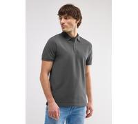 Poloshirt STREET ONE MEN, Herren, Gr. XL (44), grau (ash grau), Web, 100% Baumwolle, unifarben, gerade normal, hoch geschlossener Ausschnitt, Bündchen, Shirts, aus reiner Baumwolle (30151120-XL) ash g