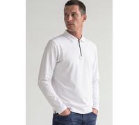 Poloshirt STREET ONE MEN, Herren, Gr. XL (44), weiß (hellweiß), Web, 100% Baumwolle, unifarben, normal normal, hoch geschlossener Ausschnitt, abgesteppt, Shirts, mit Zipper (17086960-XL) hellweiß