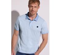 Poloshirt STREET ONE MEN, Herren, Gr. XXL (46), beach blau, Web, 100% Baumwolle, gemustert, comfort fit normal, hoch geschlossener Ausschnitt, normaler Saum, Shirts, in washed Optik (93741824-XXL) bea