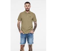 Poloshirt STREET ONE MEN, Herren, Gr. XXL (46), beige (beach sand), Web, 100% Baumwolle, unifarben, gerade hüftlang, hoch geschlossener Ausschnitt, Bündchen, Shirts, in Unifarbe (32817903-XXL) beach s