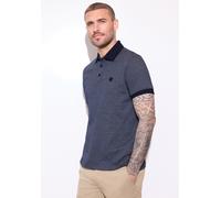 Poloshirt STREET ONE MEN, Herren, Gr. XXL (46), blau (schwarz ink blau), Web, 100% Baumwolle, unifarben, normal normal, hoch geschlossener Ausschnitt, abgesteppt, Shirts, aus reiner Baumwolle (8182731