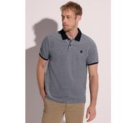 Poloshirt STREET ONE MEN, Herren, Gr. XXL (46), grau (basic schwarz), Web, 100% Baumwolle, unifarben, comfort fit normal, hoch geschlossener Ausschnitt, normaler Saum, Shirts, mit Farbakzenten (286908