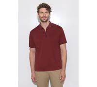 Poloshirt STREET ONE MEN, Herren, Gr. XXL (46), rot (burnt crimson rot), Web, 100% Baumwolle, unifarben, normal normal, hoch geschlossener Ausschnitt, abgesteppt, Shirts, mit Zipper (69366540-XXL) bur