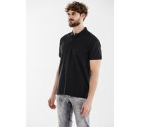 Poloshirt STREET ONE MEN, Herren, Gr. XXL (46), schwarz (faded schwarz), Web, 100% Baumwolle, unifarben, gerade hüftlang, hoch geschlossener Ausschnitt, Bündchen, Shirts, in Unifarbe (82558424-XXL) fa