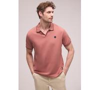 Poloshirt STREET ONE MEN, Herren, Gr. XXL (46), sunrise rot, Web, 50% Baumwolle, 48% Polyester, 2% Elasthan, unifarben, normal normal, hoch geschlossener Ausschnitt, abgesteppt, Shirts, im soften Baum