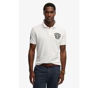 Poloshirt SUPERDRY "CREST POLO", Damen, Gr. XL, optic, Single Jersey, Obermaterial: 100% Baumwolle, bedruckt, relaxed fit normal, Rundhals, Shirts (35814147-XL) optic