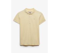 Poloshirt SUPERDRY "HERITAGE SLIM FIT POLO", Damen, Gr. L, pastel gelb, Single Jersey, Obermaterial: 97% Baumwolle, 3% Elasthan, unifarben, skinny fit normal, Shirts (88740966-L) pastel gelb