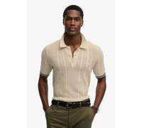 Poloshirt SUPERDRY "KNITTED TEXTURE S/S POLO", Herren, Gr. 3XL, oatmeal beige, Single Jersey, Obermaterial: 100% Baumwolle, unifarben, relaxed fit normal, Rundhals, Shirts, Baumwolle, relaxed fit (599
