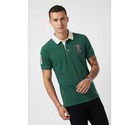 Poloshirt SUPERDRY "VINTAGE PIQUE RUGBY POLO", Herren, Gr. S, grün (hunter grün), Single Jersey, Obermaterial: 100% Baumwolle, bedruckt, relaxed fit normal, Rundhals, Shirts, mit Kurzarm, aus Baumwoll