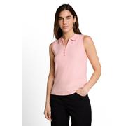 Poloshirt TOM TAILOR, Damen, Gr. XXL, rosa (pink weiß structure stripe), Single Jersey, Obermaterial: 97% Baumwolle, 3% Elasthan, gestreift, regular fit hüftbedeckend, V-Ausschnitt, abgesteppte Kante,