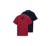 Poloshirt TOM TAILOR, Herren, Gr. 3XL, rot (deep rot), Jersey, Obermaterial: 100% Baumwolle, regular fit taillenbedeckt, ohne Ausschnitt, Shirts, im Doppelpack (22028067-XXXL) deep rot