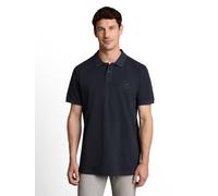 TOM TAILOR Herren Piqué Poloshirt mit Logo-Print, blau, Uni, Gr. M