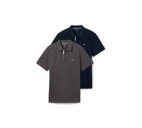 Poloshirt TOM TAILOR, Herren, Gr. S, grau (tarmac grau), Jersey, Obermaterial: 100% Baumwolle, unifarben, casual, regular fit taillenbedeckt, ohne Ausschnitt, Kurzarm, Shirts, im Doppelpack (12896061-