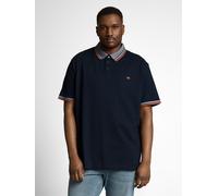 Poloshirt TOM TAILOR PLUS, Damen, Gr. 3XL, sky captain blau, Single Jersey, Obermaterial: 95% Baumwolle, 5% Elasthan, kontrastfarbene Details, unifarben, regular fit normal, ohne Ausschnitt, gerader A