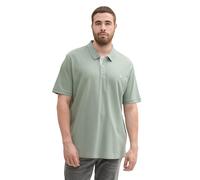 Poloshirt TOM TAILOR PLUS, Herren, Gr. 5XL, schwarz smoke grün, Piqué, Obermaterial: 100% Baumwolle, bestickt, unifarben, bequem hüftbedeckend, Rundhals, Shirts, mit Logo-Stickerei (14308968-5XL) schw