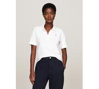 Poloshirt TOMMY HILFIGER "1985 REG PIQUE POLO", Damen, Gr. XS (34), beige (ecru), Piqué, Obermaterial: 95% Baumwolle, 5% Elasthan, unifarben, regular fit normal, Rundhals, abgesteppte Kante, Shirts, m