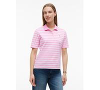 Poloshirt TOMMY HILFIGER "1985 REG PIQUE POLO", Damen, Gr. XS (34), rosa (rose petal, ecru stripe), Piqué, Obermaterial: 96% Baumwolle, 4% Elasthan, gestreift, regular fit normal, Rundhals, abgesteppt