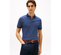 Poloshirt TOMMY HILFIGER "1985 REGULAR POLO", Herren, Gr. M, blau (carbon navy, ivory petal), Piqué, Obermaterial: 96% Baumwolle, 4% Elasthan, hoch geschlossener Ausschnitt, Shirts Poloshirt, aus Piqu