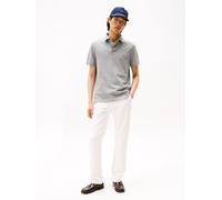 Poloshirt TOMMY HILFIGER "1985 REGULAR POLO mit Kontraststreifen und Knopfleiste", Herren, Gr. L (52), grau (hellgrau meliert), Jersey, Obermaterial: 96% Baumwolle, 4% Elasthan, bestickt, meliert, nor