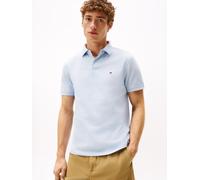 Poloshirt TOMMY HILFIGER "1985 REGULAR POLO mit Kontraststreifen und Knopfleiste", Herren, Gr. XXXL (58), blau (breezy blau), Jersey, Obermaterial: 96% Baumwolle, 4% Elasthan, bestickt, unifarben, nor